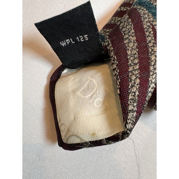 VTG Christian Dior Monsieur Tie Silk Burgundy Blue Cream Italy Made In USA 90s - Picture 6 of 9